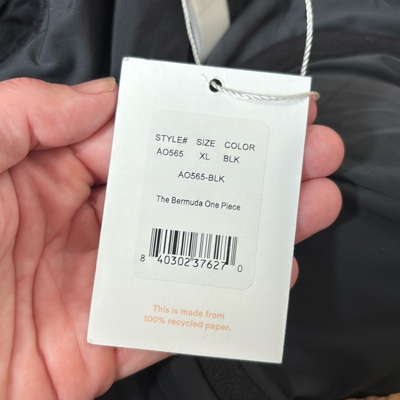 Andie Swim The Bermuda One Piece Terry Dots Swimsuit Black size XL NWT - Picture 10 of 11